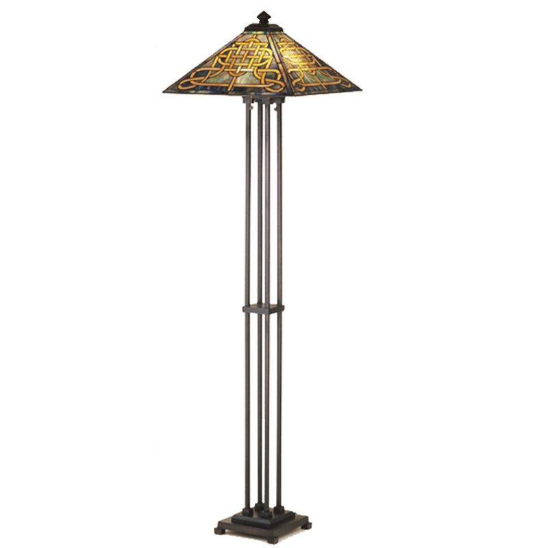 Bronze Knotwork 63" Stained Glass Floor Lamp