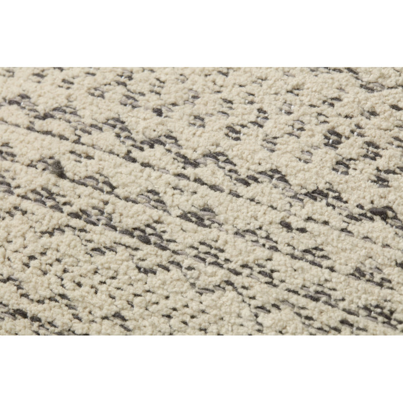 Charcoal and Ivory Square Cotton Blend Pillow with Down Insert
