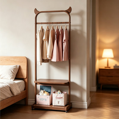 Kids Wooden Coat Rack with Storage
