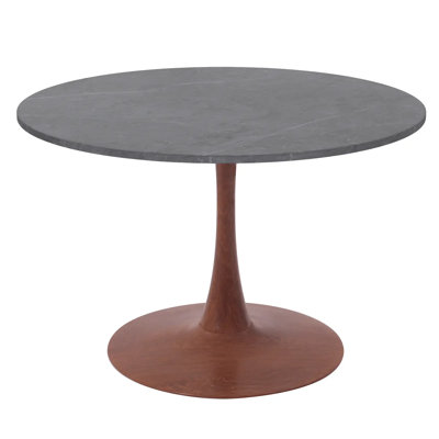 Hallenbeck 27" Round Dining Table With Sintered Stone Top And Steel Pedestal Base For Modern Kitchen And Dining Room