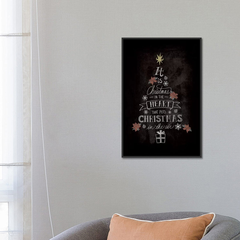 « is christmas », art textuel sur toile tendue, H 26 po x l 18 po x P 1,5 po, Toile encadrée noire, Pas de tapis