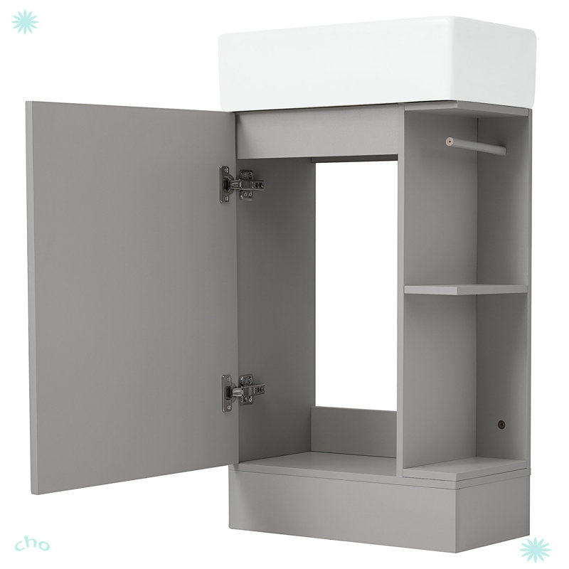 18.6" Bathroom Vanity With Sink, Grey