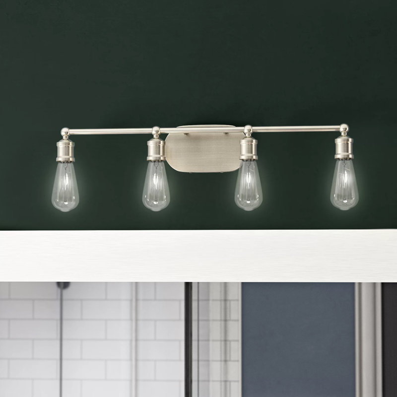 4-Light Dimmable Vanity Light, Brass Nickel