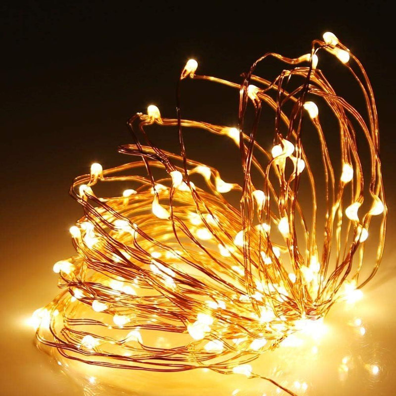 LED Indoor / Outdoor String Lights, Warm White, 1cm H x 4cm L x 4cm D