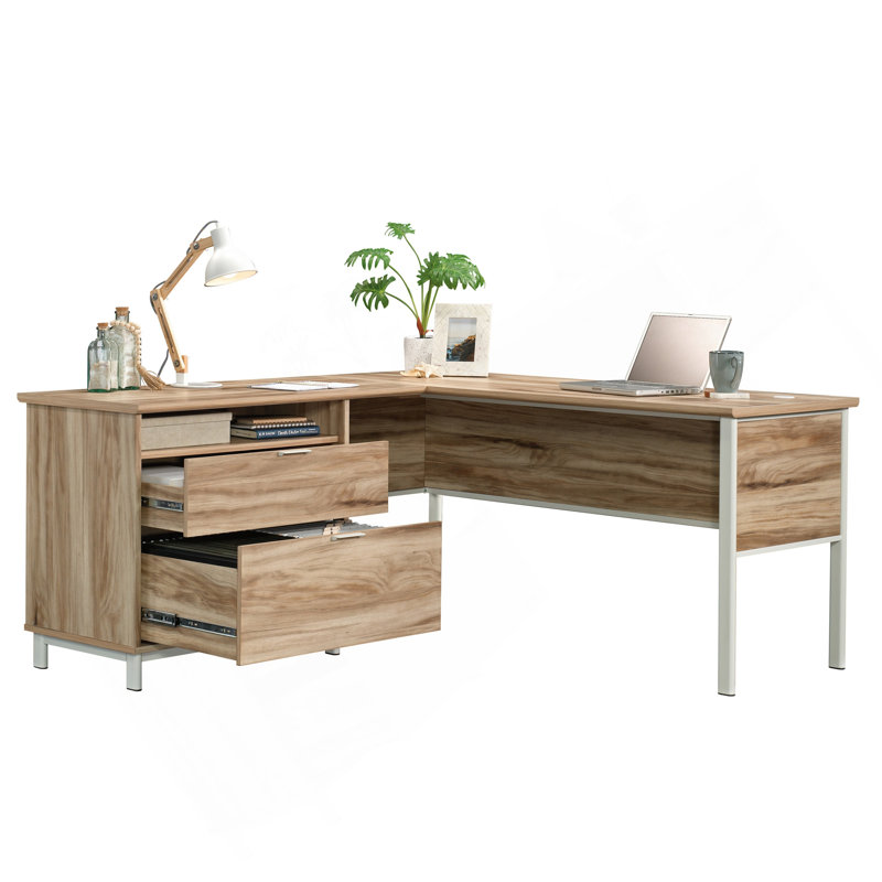 Bureau en L, finition brune