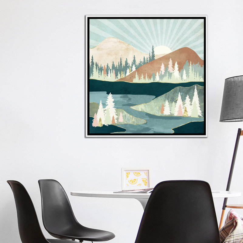 Soleil d'automne - impression, 37" H x 37" W x 1.5" D, White Framed, Pas de tapis