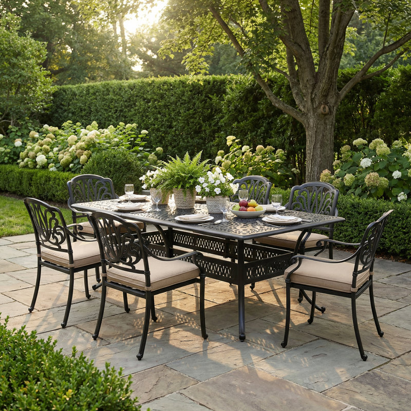 Rectangular Metal Extendable Outdoor Dining Table , 132'' in. W 48.5'' in. D