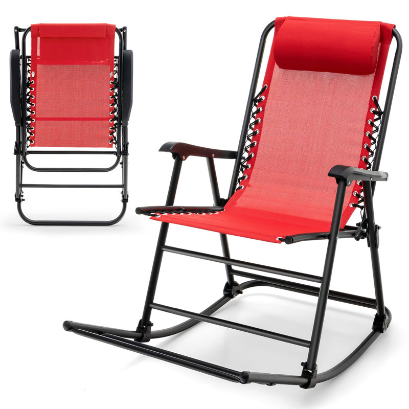 Chaise berçante d'extérieur en métal Myiesha, Rouge