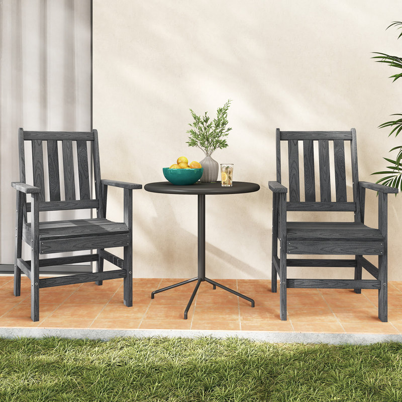 Ensemble de 2 chaises de patio pour terrasse avec accoudoirs larges, Gris