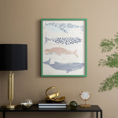 Reproduction encadrée à motif de baleine I - bois massif