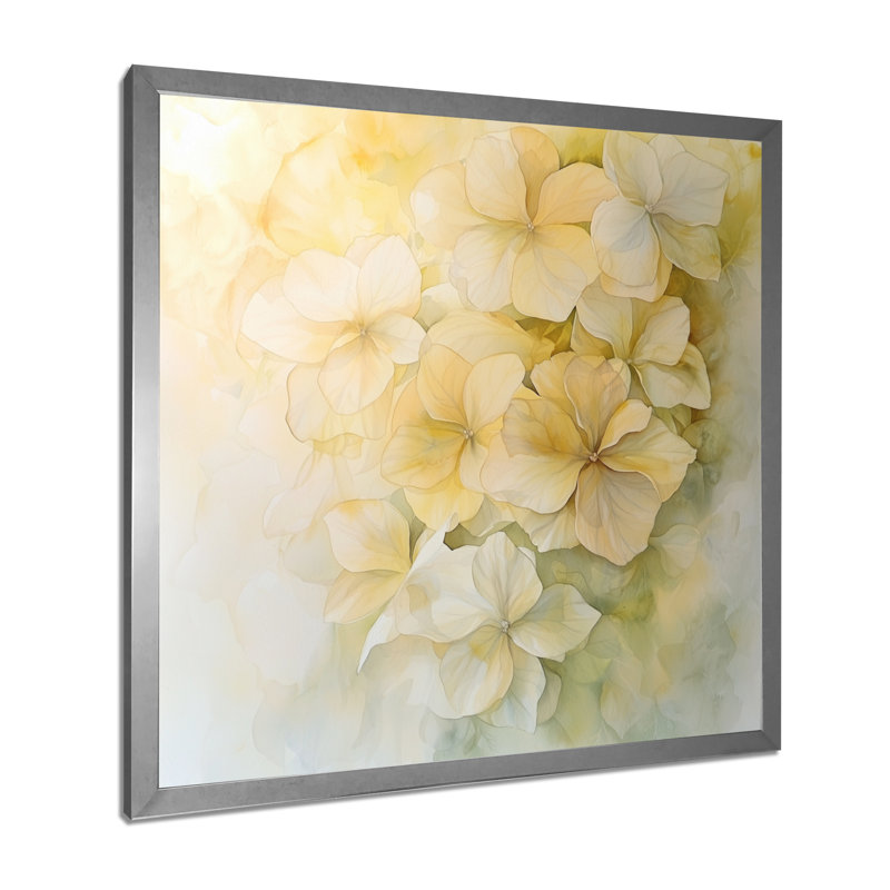 Hortensia en flou artistique de l'été III - hydrangées, art mural large, H 16 po x l 16 po, Argent argent