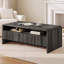 Table basse moderne avec 2 tiroirs et rangement ouvert Dulane, noir-246468172