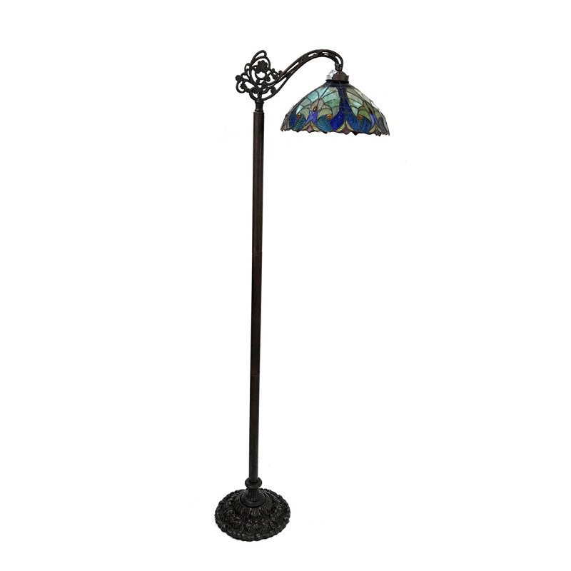 Lampe sur pied arquée 60 po Aldan, Bleu sarcelle