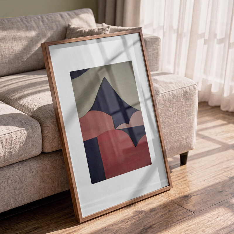 Abstract Mountain Landscape by Cyrille Gulassa — Abstract Wall Art, Tan, Framed Canvas, 24 × 36