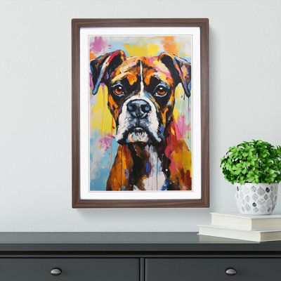 Boxer Dog Gestural 1 Piece Single Picture Frame Wall Art