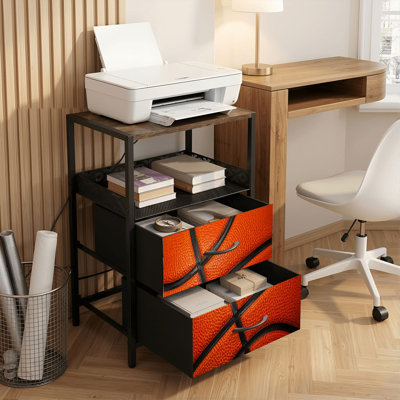 Table de chevet 2 tiroirs avec station de charge, table de chevet pour chambre avec ports USB et amp; Table de chevet noire Outlets