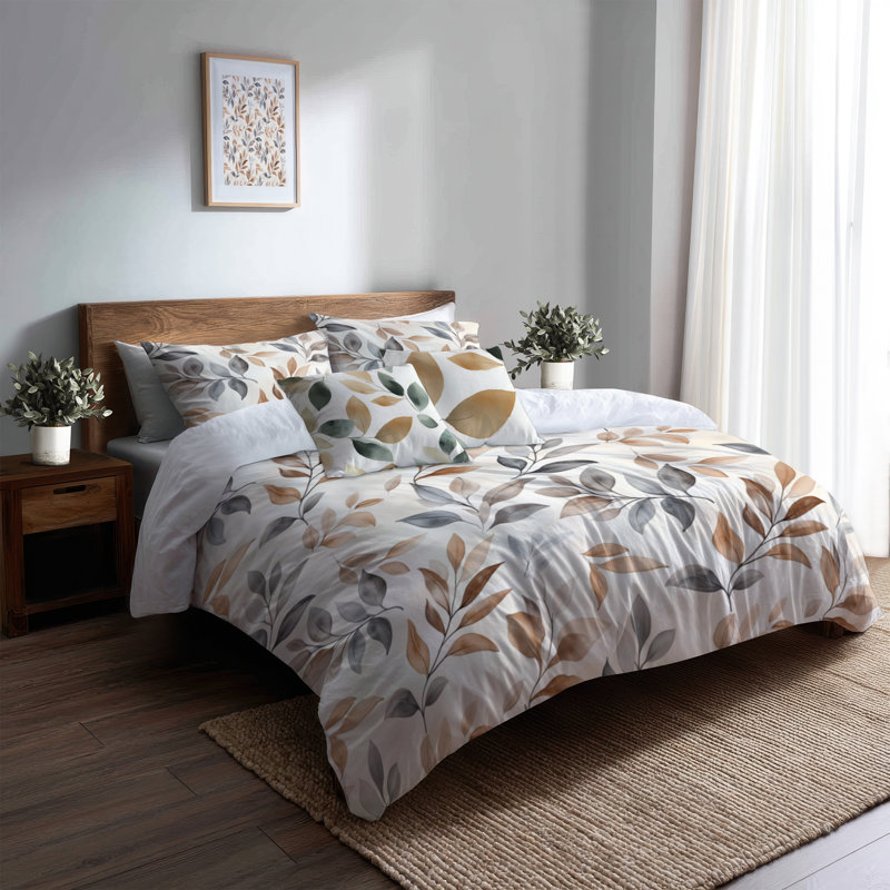Ensemble de housse de couette et de coussin Floral, Housse de couette très grand + 4 pièces supplém