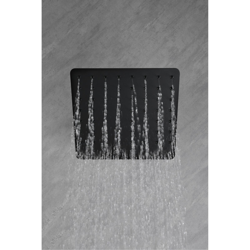 Pomme de douche High Waterfall - Acier inoxydable 304 avec buses, couverture ultra-mince et pleine grandeur, noir mat foncé