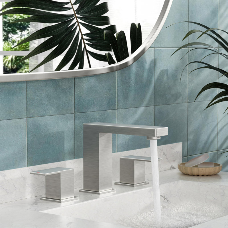 Robinet de lavabo de salle de bain 2 trous 3 trous avec bonde escamotable, Nickel brossé
