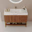 Meuble-lavabo autoportant moderne avec lavabo en céramique sans soudure et plateau en pierre frittée-42083311