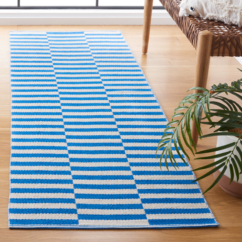 Haqeem Hand Woven Cotton Geometric Rug, Runner 2'3" x 7'