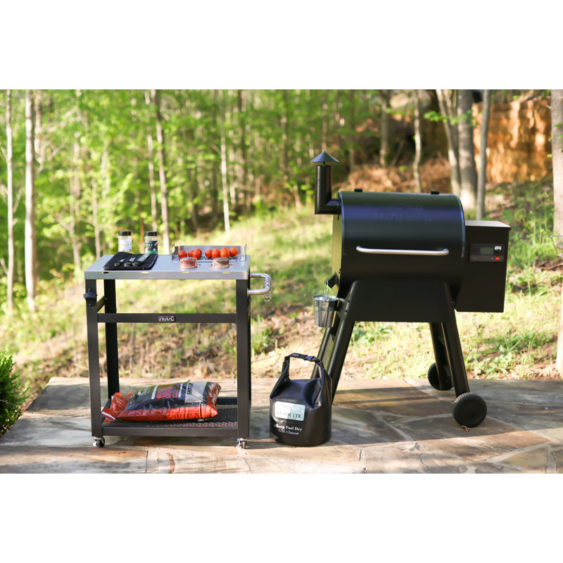 Nuuk 30" Double-Shelf Stainless Steel Outdoor Dining Cart with Wheels
