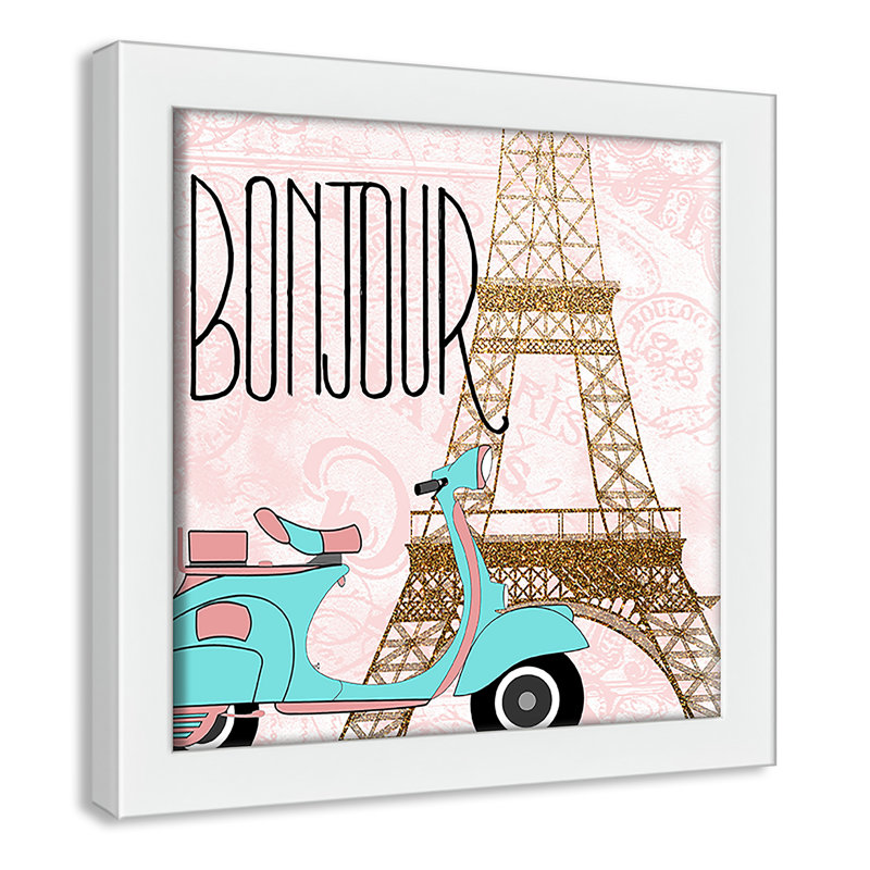 Bonjour paris 2, H 9 po x l 9 po x P 1,19 po, Encadré de boîte blanc