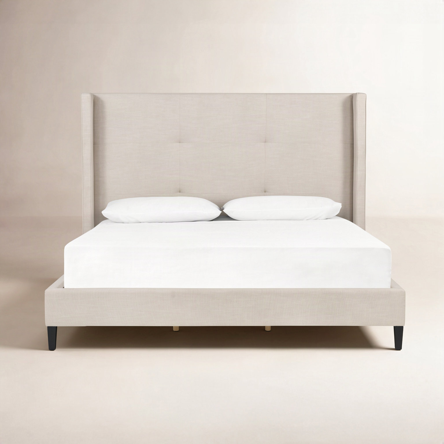 Cognac Upholstered Wingback Bed, King