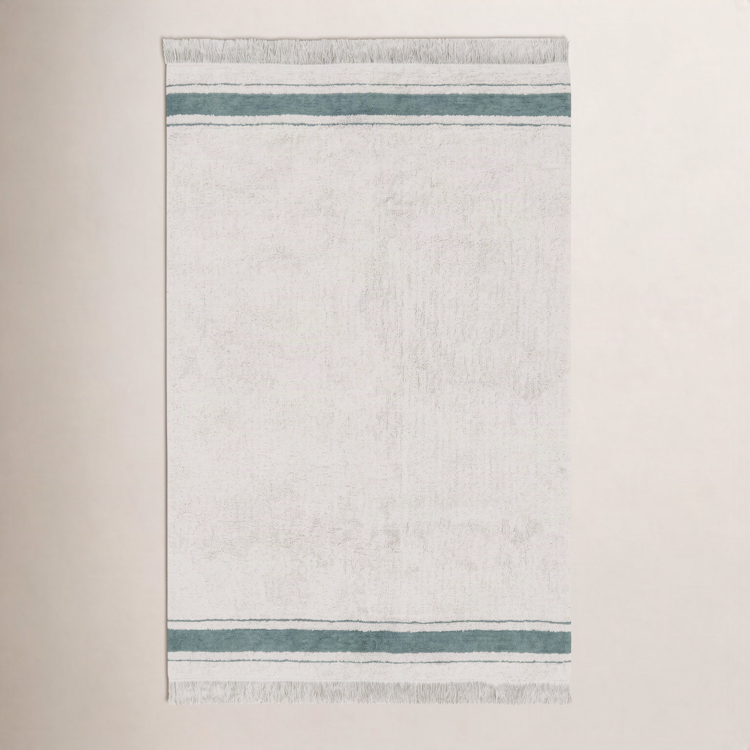 Little Chefs Natural Toffee Hand-Tufted Cotton Rug, Natural/Vintage Blue, Rectangle 4'7" x 6'7"