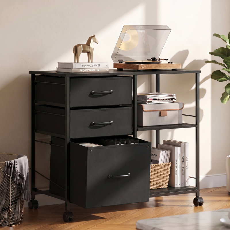 Classeur Kaylianna 29,6 po, classeur mobile avec tablettes et tiroirs de rangement, classeurs de bureau personnel pour format A4 / lettre / légal, classeur pour imprimantes