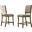 2 chaises de salle à manger à hauteur de comptoir en bois flotté avec un motif de script séduisant et une chaise confortable en microfibre - finition, dossier imprimé, souple