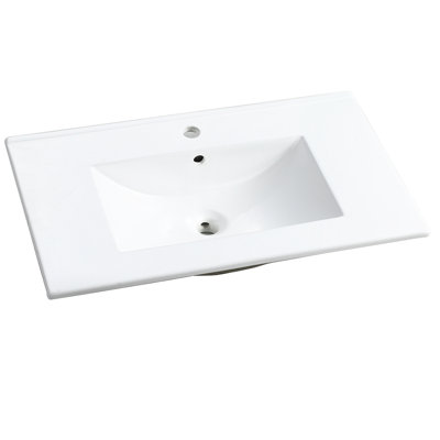 30" Ceramic Sink For Bathroom Vanity - White, 18.19" W X 6.87" H 30.54" D, 29.71 Lb, Easy To Install, Exquisite Workmanship Bath Fast Up Process, Skillful
