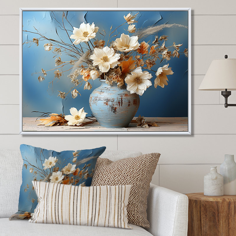 Nature morte avec bouquet de fleurs sauvages I, Cadre flottant blanc, H 12 po x l 20 po x P 1 po