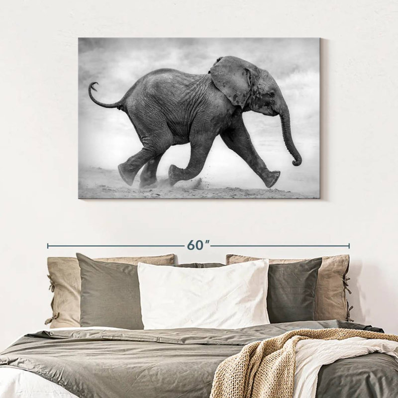 Brampt Baby Elephant Running, 32" H x 48" W