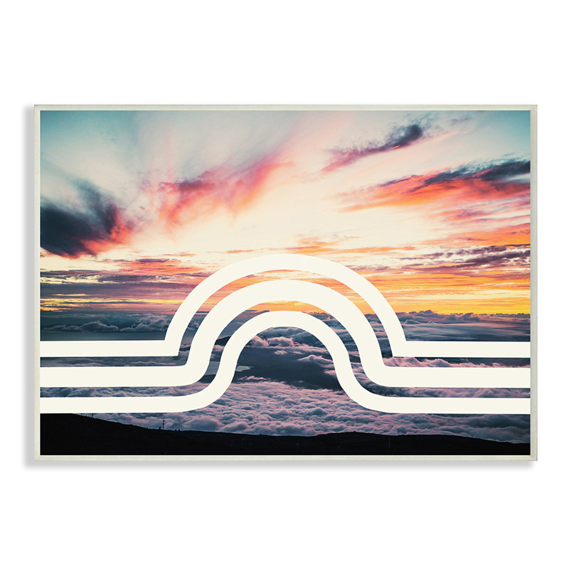 « AC-721 Sunset Cloud Landscape »-impression d’art graphique, Plaque murale, H 10 po x l 15 po x P 0,5 po