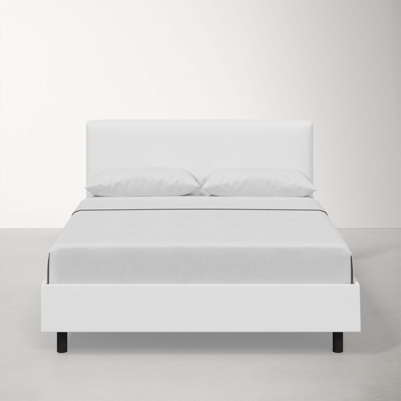 Adrien Upholstered Platform Bed, White Performance Twill, Full