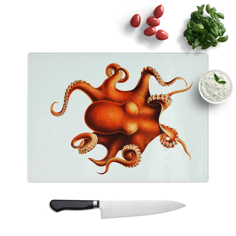 Tempered Glass Octopus by Carl Chun Chopping Board, 28.5 cm W x 20 cm L