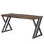 Bureau d'écriture moderne de 55 pouces avec pieds en métal en forme de Z, bureau d'ordinateur robuste pour bureau à domicile ou bureau, bureau en bois brun rustique, surface de travail spacieuse et cadre robuste-261771621