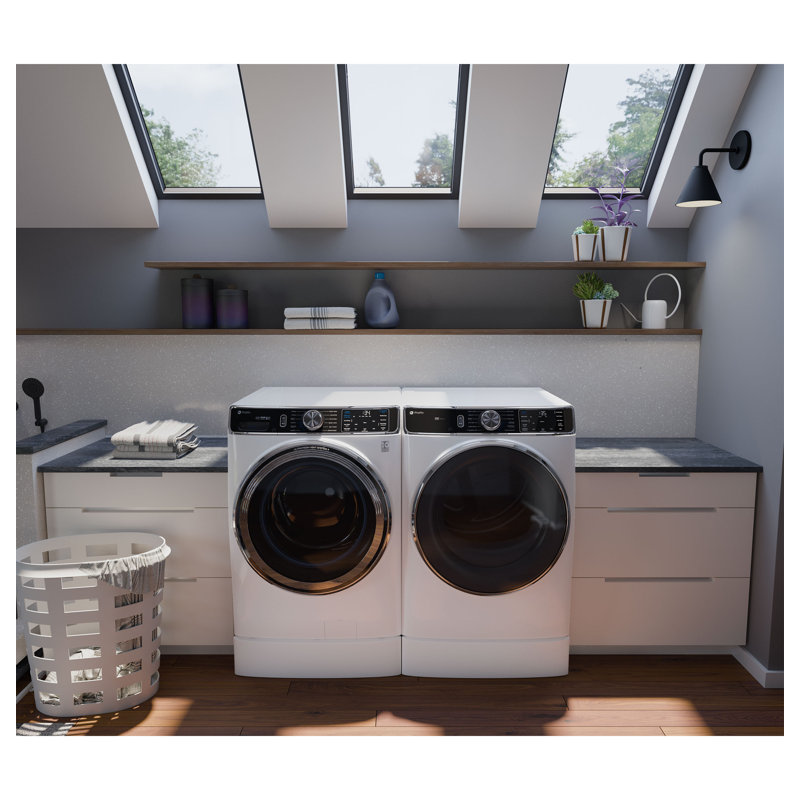 GE Profile 5.3 Cu Ft Capacity Smart Front Load Energy Star Washer With Ultrafresh Vent System+ With Odorblock, White/Black