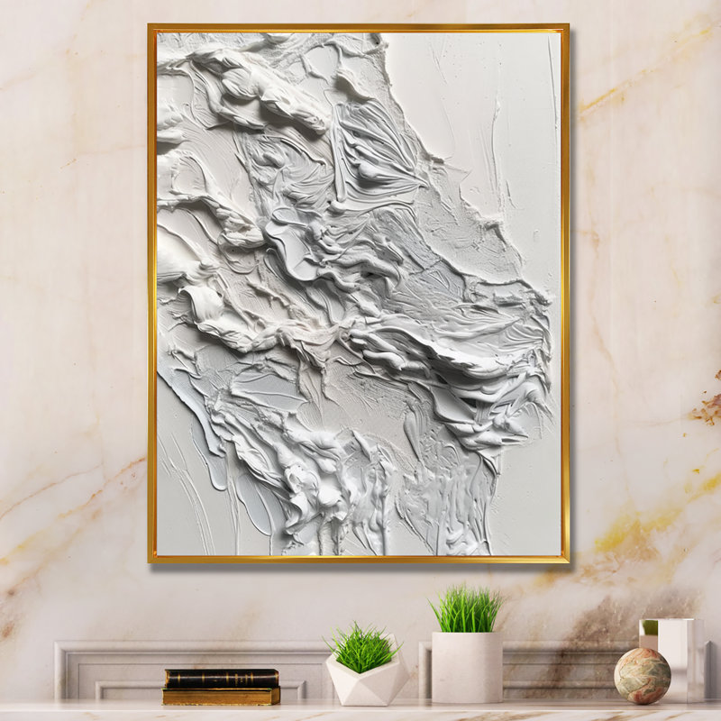 «White and Tranquility Unleashed», impression sur toile encadrée en marbre abstrait, H 40 po x l 30 po x P 1,5 po