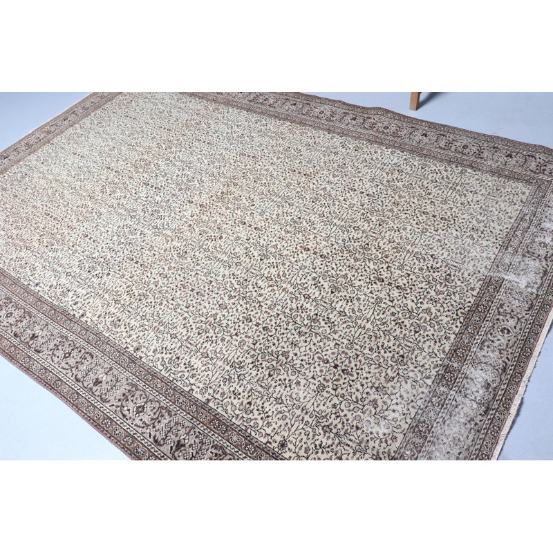 Tapis turc rétro tissé à la main en laine - Motif traditionnel pour une décoration intérieure classique