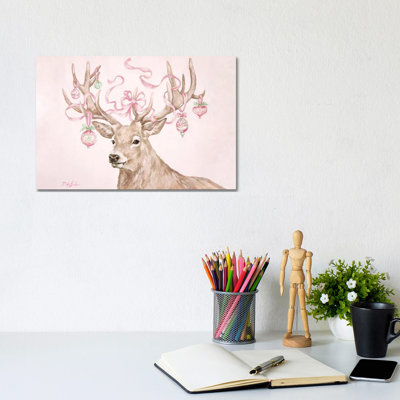 Cerf de Noël - reproduction d'art murale - toile tendue