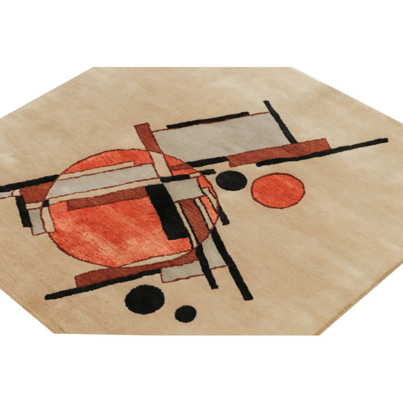Hand Knotted Wool Abstract Area Rug, Rectangle 12' x 18'