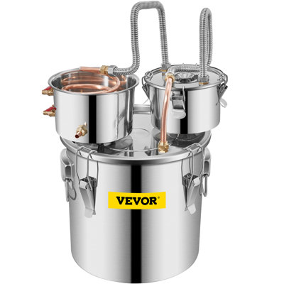 Moonshine Still Distiller 3Gal 12L Stainless Steel Water Distiller Copper Tube, Featuring Circulating Pump Home Brewing Kit Build-in Thermometer, Designed for DIY Whisky Wine Brandy Spirits