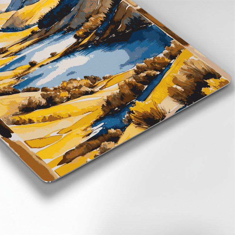 Aquarelle, paysage 43, art mural en métal brun, H 16 po x l 16 po