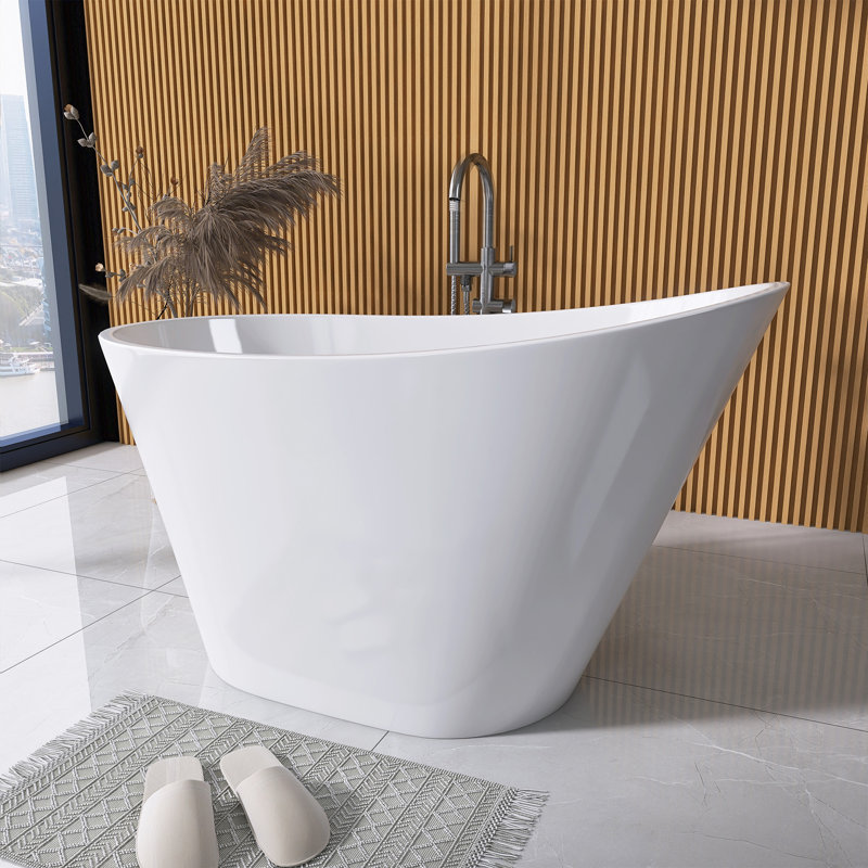 Baignoire de trempage autoportante ovale blanche 51 po x l 28 po avec drain central
