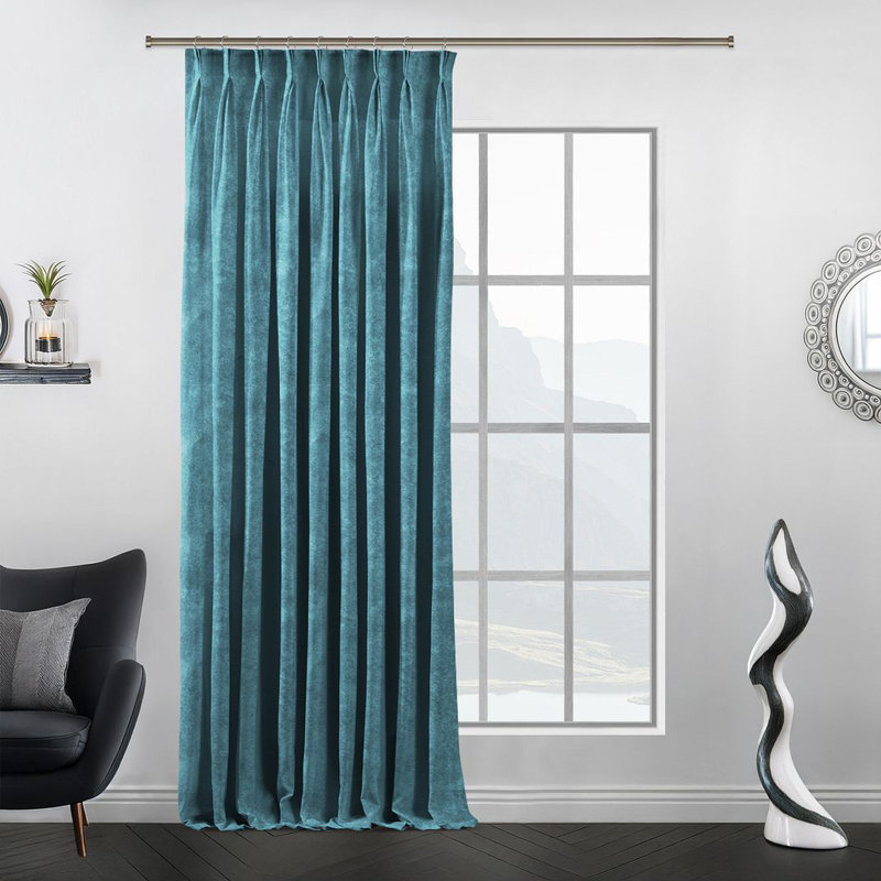 Luxury Pinch Pleat Curtain Panel - Single Drapery for Elegant Window Decor, Xanadu, 65cm Width x 500cm Drop