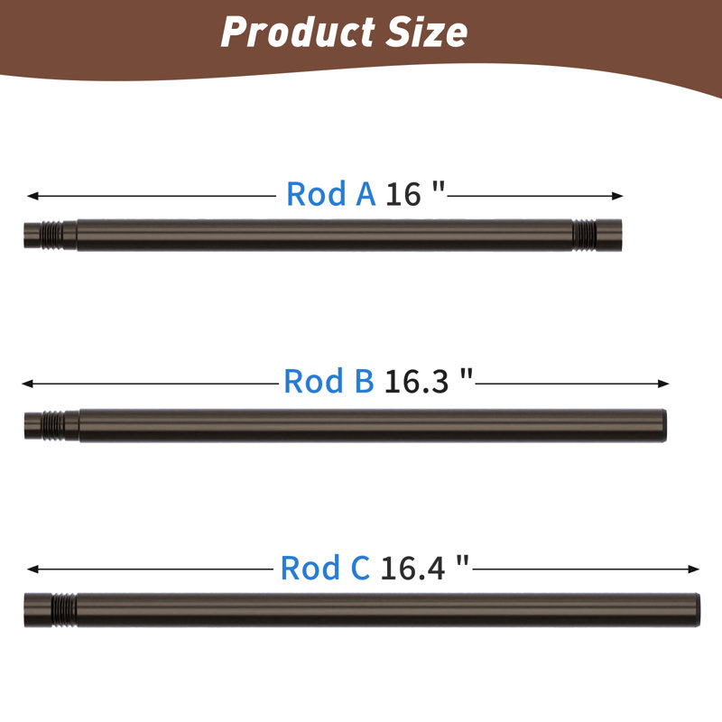 Lachina Arnel 1 Inch Window Curtain Rod with Aluminium Finials, Single Curtain Rods for Windows, 66" - 120", Antique Bronze