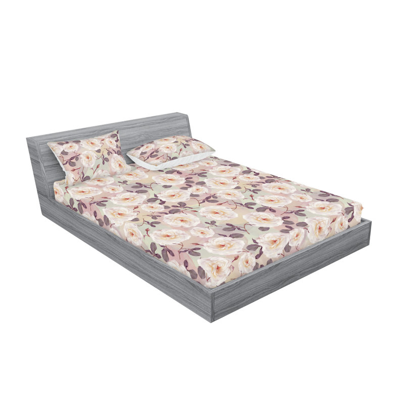 Drap-housse et taies décoratives 3 pièces Ambesonne, Coquille d'œuf, multicolore / floral