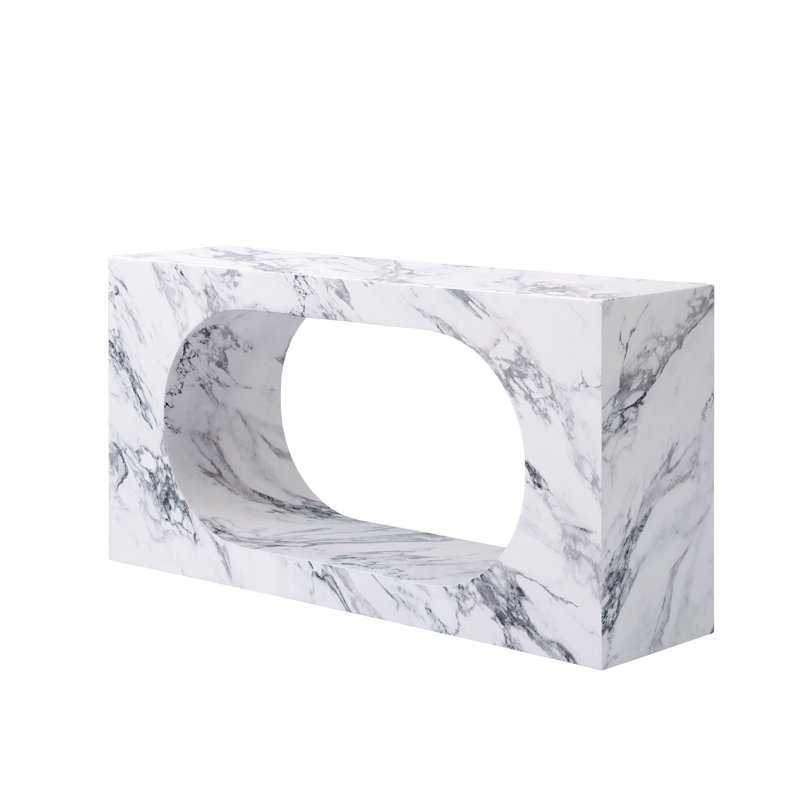 Fritzy Rectangular Console Table In White Engineered Stone